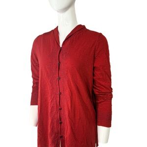 J. Jill Red Button Front Cardigan Top | Long Sleeve Lightweight Knit